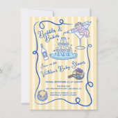 Handgezogener Champagner Baby Dusche Einladung (Vorderseite)