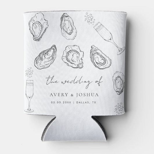 Handgezogener Champagner und Austern Gastgeschenk Dosenkühler (Vorderseite)