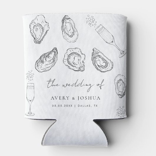 Handgezogener Champagner und Austern Gastgeschenk Dosenkühler (Rückseite)