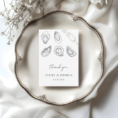 Handgezogener Champagner und Austern RoastWedding Dankeskarte