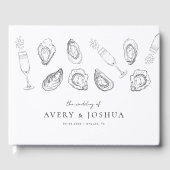 Handgezogener Champagner und Austern RoastWedding Gästebuch (Vorderseite)