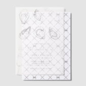 Handgezogener Champagner und Austern RoastWedding Pergament Einladungen (Versetzt (Einladung))