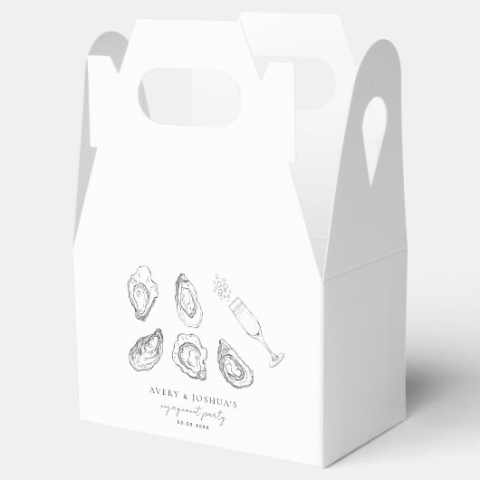 Handgezogener Champagner und Austern Verlobung Geschenkschachtel (Geöffnet)