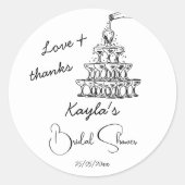 Handgezogener Champagnerturm Brautparty Gunst Runder Aufkleber (Vorderseite)
