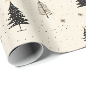 Handgezogener Creme Pine Tree Geschenkpapier (Rolleneckpunkt)