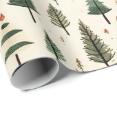 Handgezogener Creme Pine Tree Geschenkpapier (Rolleneckpunkt)