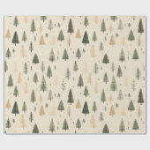 Handgezogener Creme Pine Tree Geschenkpapier (Flach)