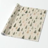 Handgezogener Creme Pine Tree Geschenkpapier (Ungerollt)