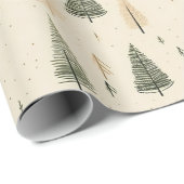 Handgezogener Creme Pine Tree Geschenkpapier (Rolleneckpunkt)