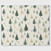 Handgezogener Creme Pine Tree Geschenkpapier (Flach)