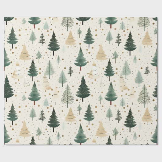 Handgezogener Creme Pine Tree Geschenkpapier (Flach)