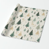 Handgezogener Creme Pine Tree Geschenkpapier (Ungerollt)