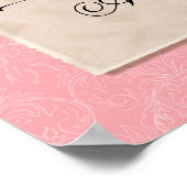 Handgezogener Damast Rosa auf Creme Richtungsschil Poster (Ecke)