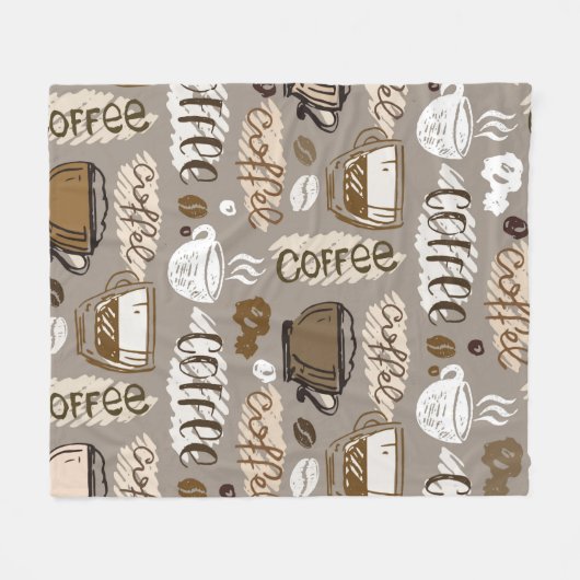 Handgezogener Doodkaffeemuster Hintergrund Fleecedecke (Vorderseite (Horizontal))