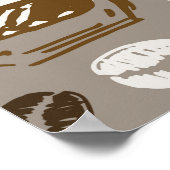 Handgezogener Doodkaffeemuster Hintergrund Poster (Ecke)