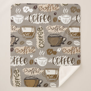 Handgezogener Doodkaffeemuster Hintergrund Sherpadecke