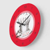 Handgezogener Doodle-Koch mit Küchenuhr Große Wanduhr (Winkel)