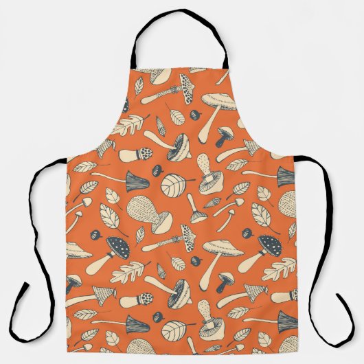 Handgezogener Doodle-Pilz Vintag nahtloses Pattern Schürze (Vorderseite)