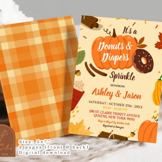 Handgezogener Fall Pumpkin Donuts Windeln Kinderdu Einladung