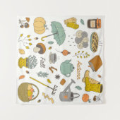 Handgezogener Fall: Vintages, farbiges Set Wandteppich (Vorderseite (Horizontal))