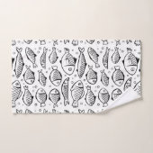 Handgezogener Fisch und Blasen Schwarz-Weiß-ID489 Badhandtuch Set (Handtuch)