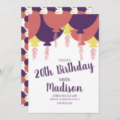 Handgezogener Floatballon jedes Alter Einladung (Vorne/Hinten)