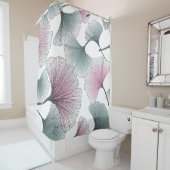 Handgezogener Gingko-Bloba-Hintergrund nahtloser B Duschvorhang (Beispiel)