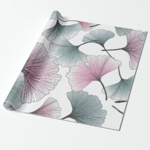 Handgezogener Gingko-Bloba-Hintergrund nahtloser B Geschenkpapier