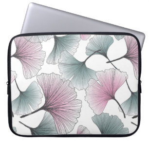Handgezogener Gingko-Bloba-Hintergrund nahtloser B Laptopschutzhülle