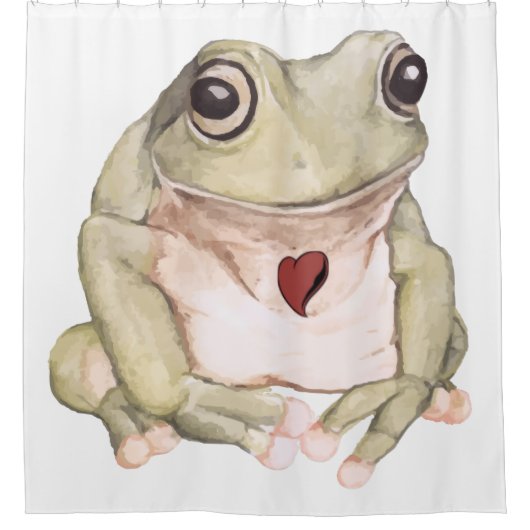 Handgezogener Grünbäumfrosch Duschvorhang (Vorderseite)