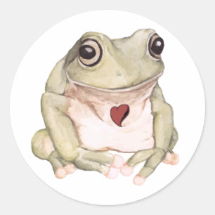 Handgezogener Grünbäumfrosch Runder Aufkleber