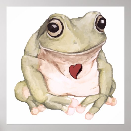Handgezogener grüner Frosch Poster (Vorne)