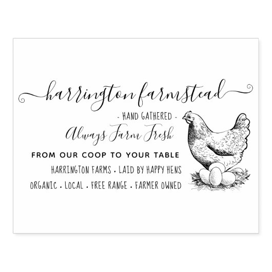 Handgezogener Hen Familienbetrieb Frische Eier Kar Gummistempel (Prägung)