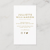 handgezogener Hochzeitskuchen Gold & Weiß Visitenkarte (Rückseite)