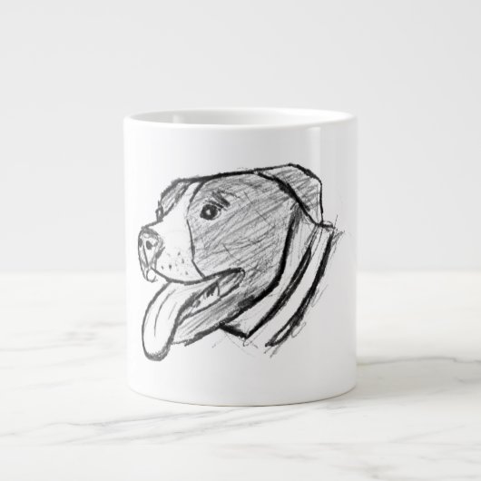 Handgezogener Hundehundefreund Jumbo-Tasse (Vorderseite)