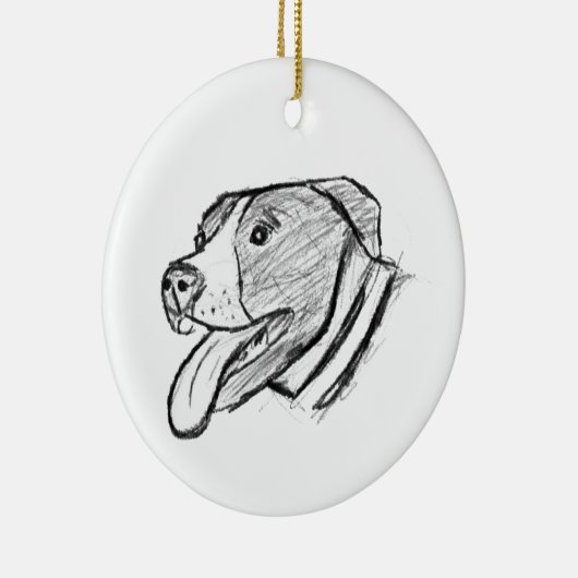 Handgezogener Hundehundefreund Keramik Ornament (Rechts)