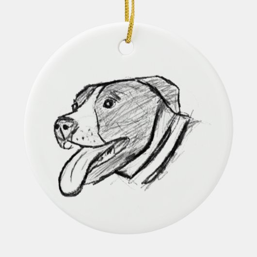 Handgezogener Hundehundefreund Keramik Ornament (Vorne)