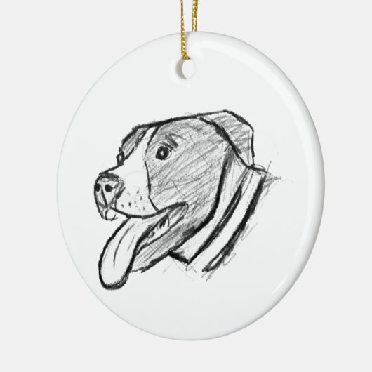Handgezogener Hundehundefreund Keramik Ornament (Links)