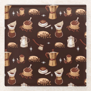 Handgezogener Kaffee, Bohnen & Cup Glasuntersetzer