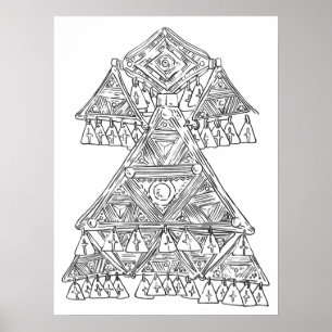 Handgezogener Kunstposter-Stamm-Schmuck Poster
