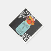 Handgezogener Mason Jar und Blume auf Khalkboard Serviette (Ecke)