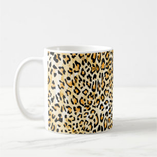 handgezogener, nahtloser gelb-weißer Leopard Kaffeetasse