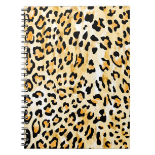 handgezogener, nahtloser gelb-weißer Leopard Notizblock