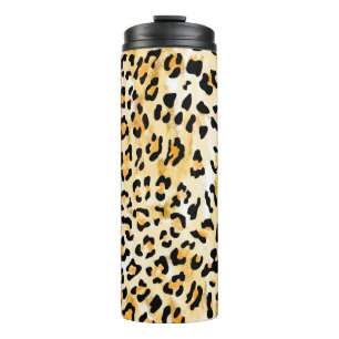 handgezogener, nahtloser gelb-weißer Leopard Thermosbecher