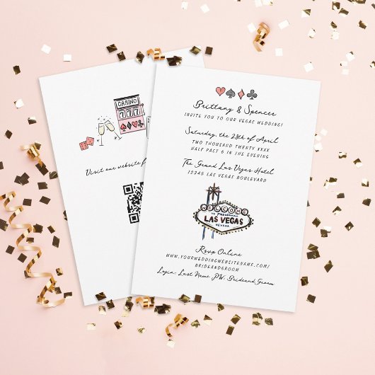 Handgezogener Pen und Tinte Las Vegas Hochzeit Einladung
