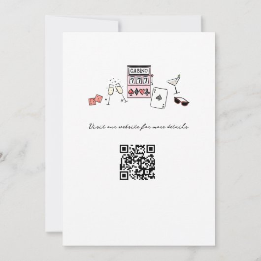 Handgezogener Pen und Tinte Las Vegas Hochzeit Einladung (Rückseite)