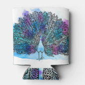 Handgezogener Pfau: Clip-Art Dosenkühler (Rückseite)