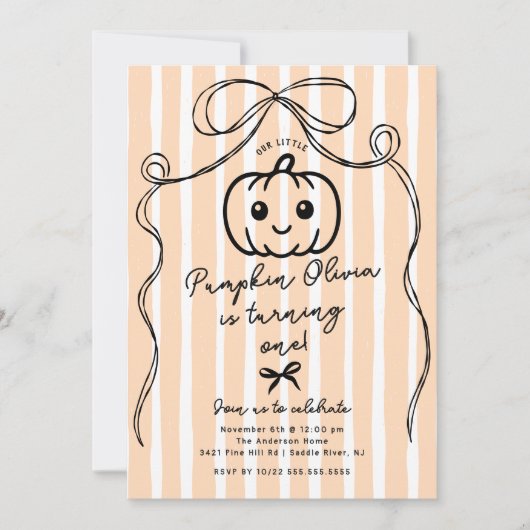 Handgezogener Pumpkin Geburtstagsparty Einladung (Vorderseite)