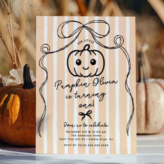 Handgezogener Pumpkin Geburtstagsparty Einladung