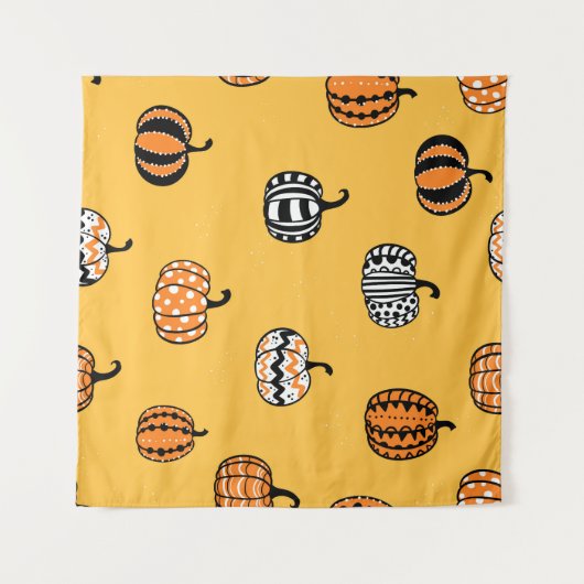 Handgezogener Pumpkin Halloween Nahtloses Wandteppich (Vorderseite (Horizontal))